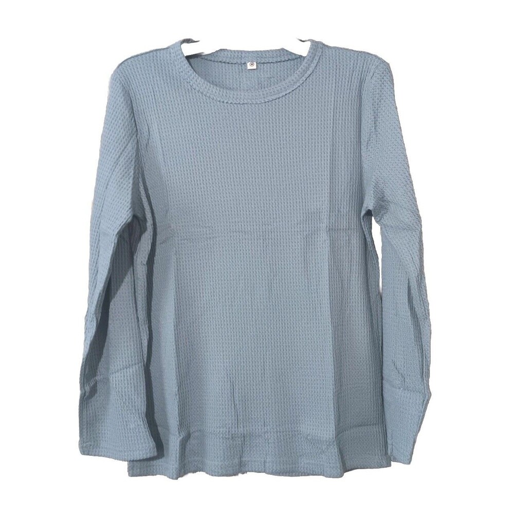 Jar of Love Henley Women’s Long Sleeve Shirt Blue Medium Waffle Knit NEW